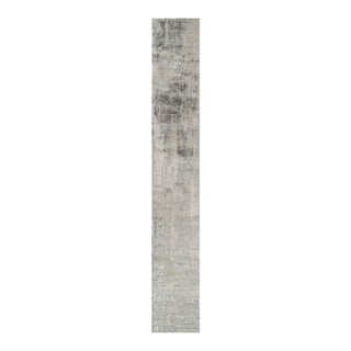 Rug & Kilim’s Oversized Abstract Rug in Silver-Gray and Beige-Brown Patterns 3x20 For Sale