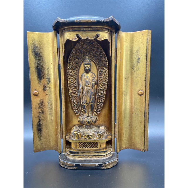 Wood 18th Century Japanese Edo Lacquered and Gilt Buddhist Zushi Shrine For Sale - Image 7 of 10