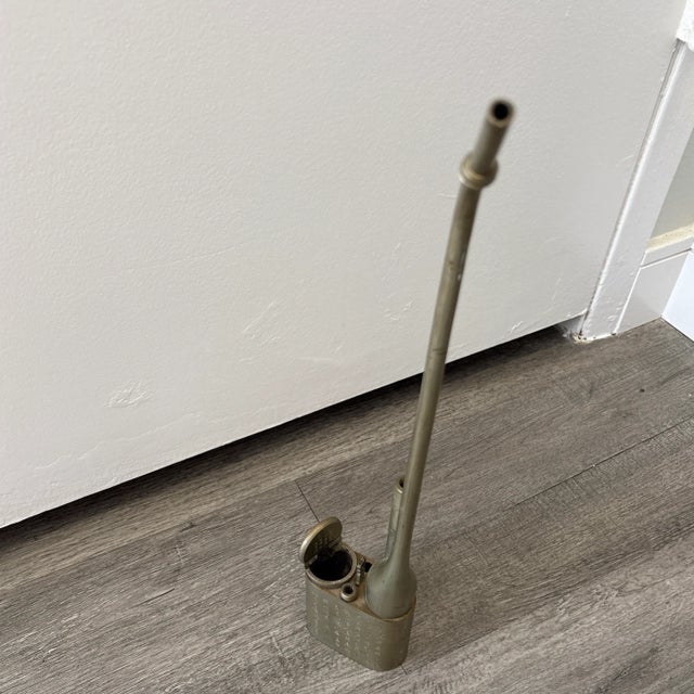 Antique Early-20th-Century Chinese Brass Water Pipe | 13.5″ Engraved Women & Script | Tobacco/Opium Style For Sale In Los Angeles - Image 6 of 12