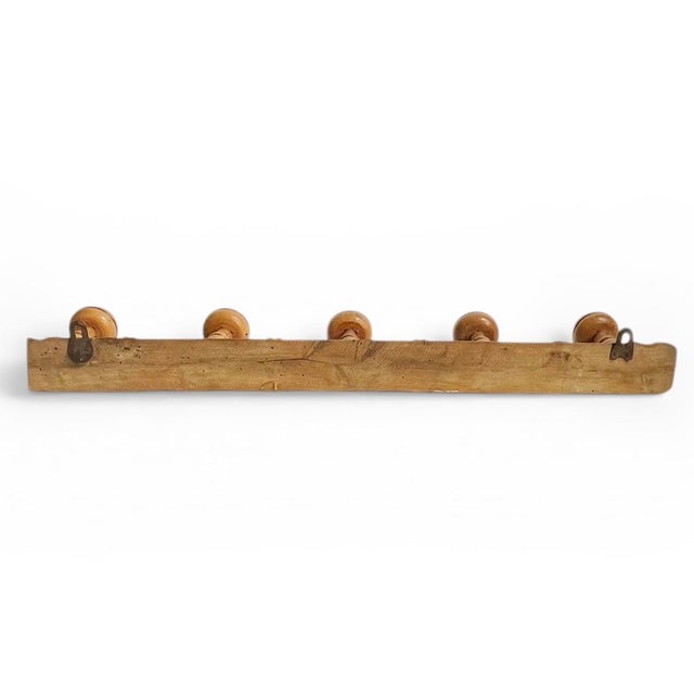 Antique French Provincial Faux Bamboo Wood 5 Peg Coat Hat Rack For Sale - Image 4 of 12