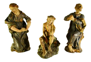 18th Century Antique German Church Wood Carved Figures - Group of 3