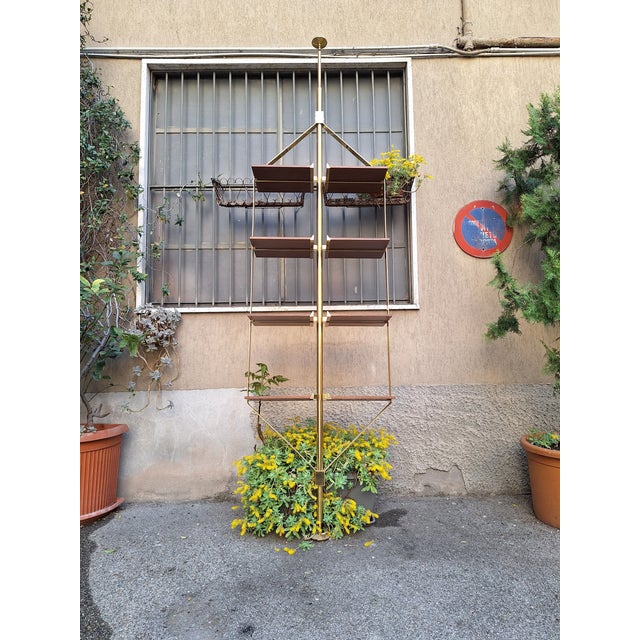 Floor-to-Ceiling Bookcase in Brass and Wood from Fedele Papagni For Sale - Image 4 of 17