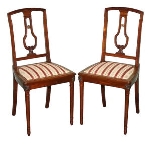 Set of Vintage Hardwood Dining Chairs with Carved Detail