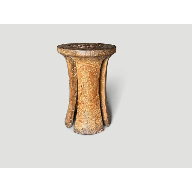 Andrianna Shamaris Sculptural Teak Wood Side Table or Pedestal For Sale - Image 16 of 18