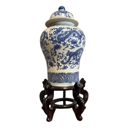 Chinese Monumental Covered Porcelain Vase For Sale