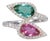 Toi Et Moi Pink & Indicolite Tourmaline Ring With Diamonds: 14k Gold, Pear Cut, Size 5.25 For Sale