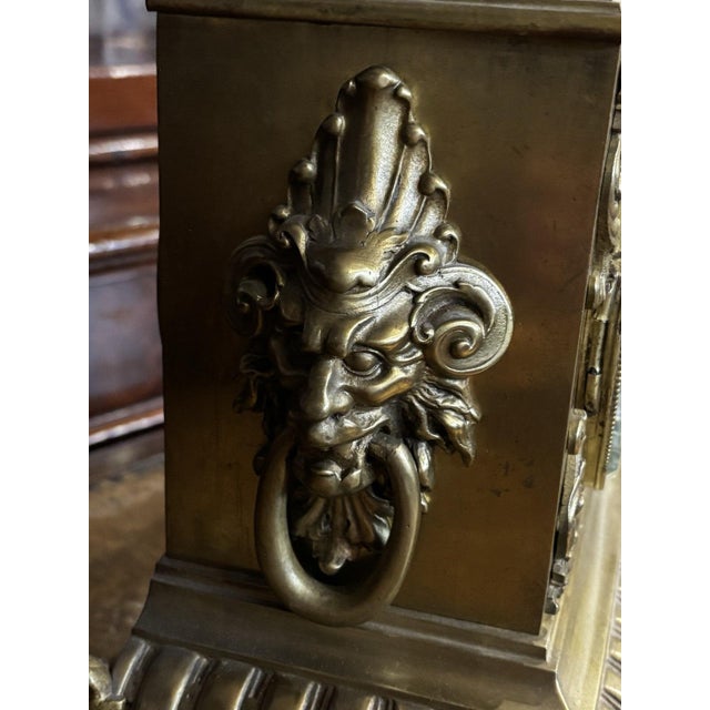 Metal Victorian French Brass Clock For Sale - Image 7 of 15