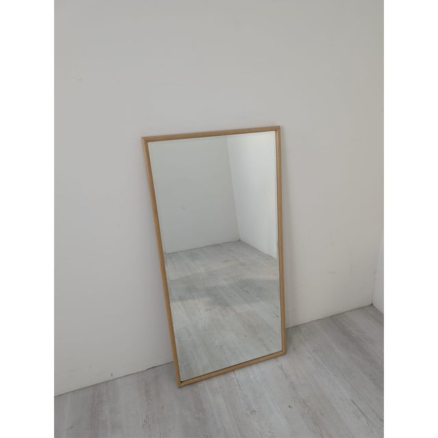 Beige Large Classic Wall Mirror in Wooden Frame and Beveled Panel, 1975 For Sale - Image 8 of 8