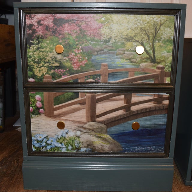 1960s Bombay Co. Decoupage Nightstand Pair For Sale - Image 5 of 7