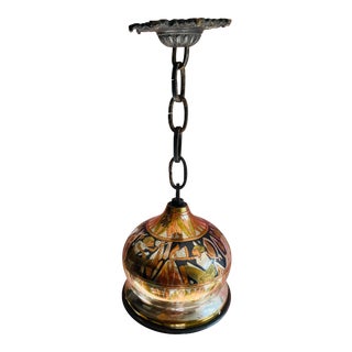 Vintage Brass and Silver Egyptian Revival Pendant For Sale