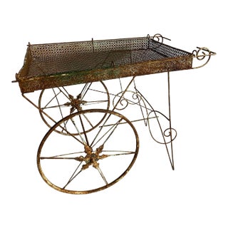 Vintage French Metal Garden Flower Cart For Sale