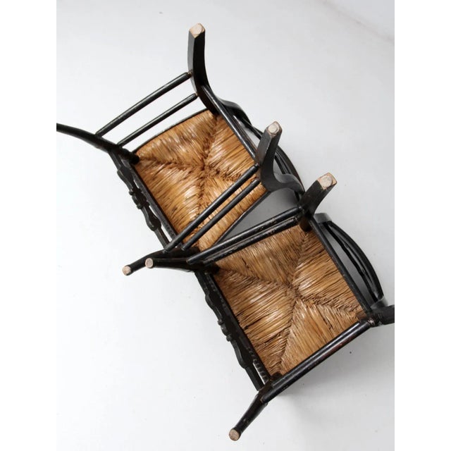 Antique Stencil Painted Chairs Pair For Sale - Image 12 of 13