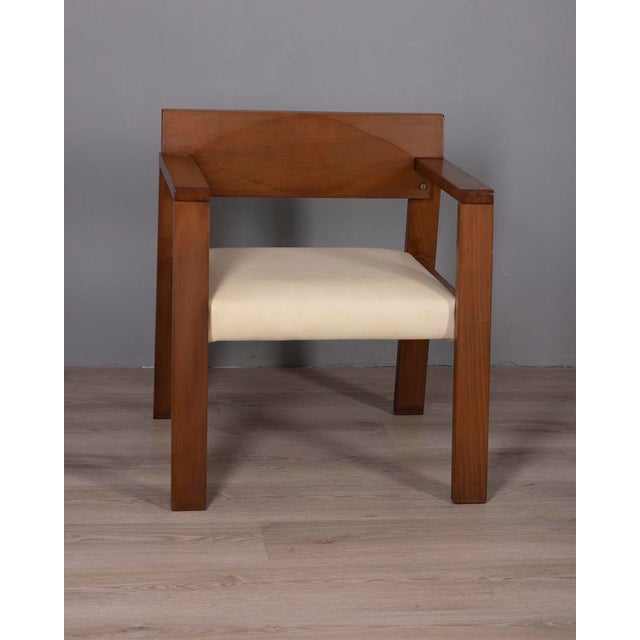 Modern Vintage Italian Armchair in Wood and Leather, 1980s For Sale - Image 3 of 14