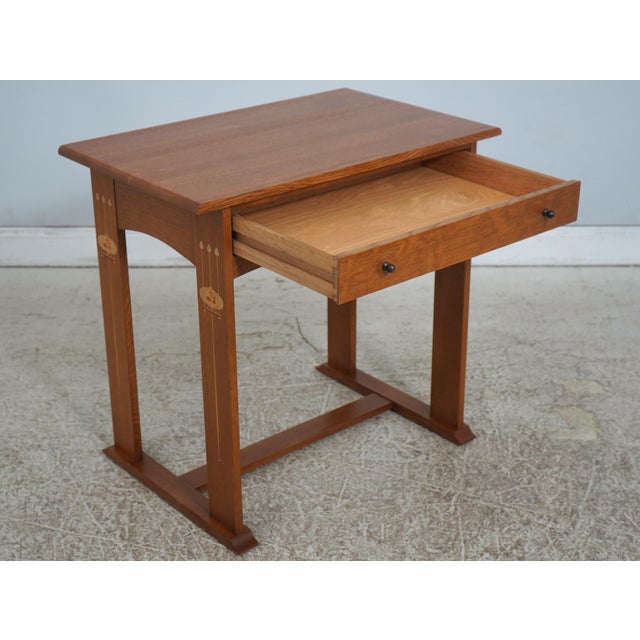 Arts & Crafts Stickley Harvey Ellis Inlay Oak Writing Desk For Sale - Image 3 of 18