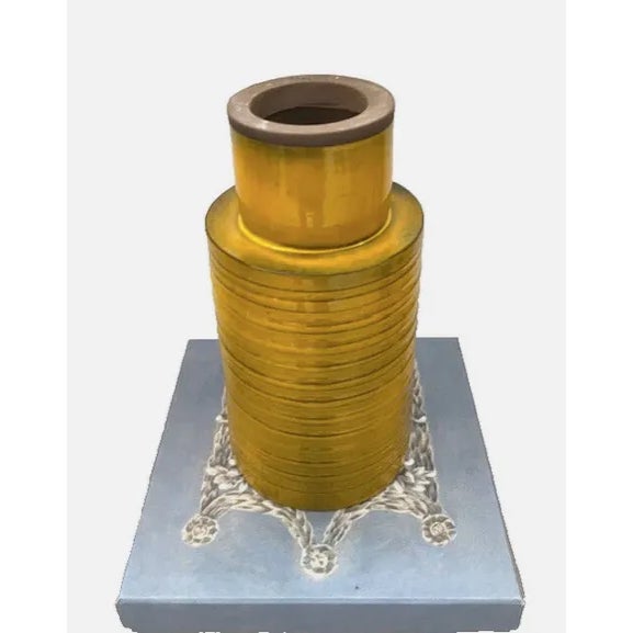 Yellow Circa 2018 Elisa De Marchi and Roberto Casagrande Picta Contemporary Italian Yellow Glazed Ceramic Vase For Sale - Image 8 of 14