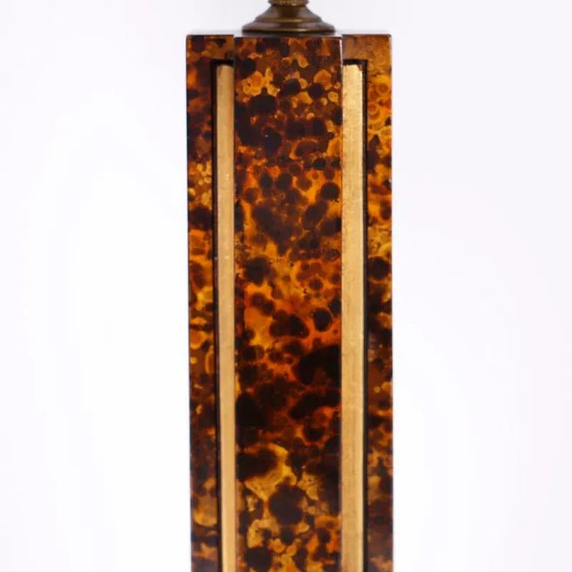 Late 20th Century Mid-Century Faux Tortoise Table Lamps - a Pair For Sale - Image 5 of 7