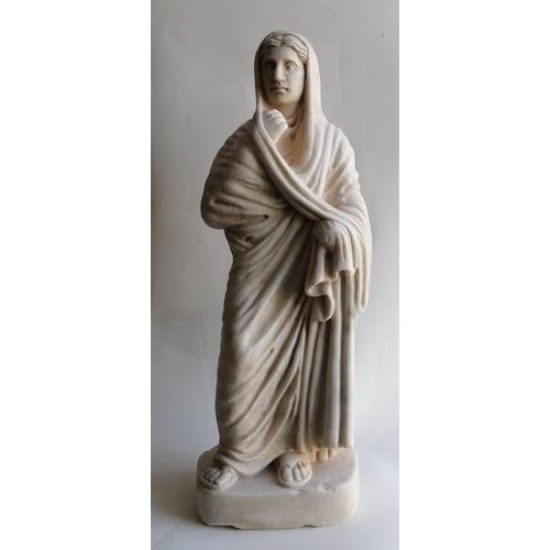 Italian Saint Sculpture in Carrara Marble, 20th Century For Sale - Image 6 of 7