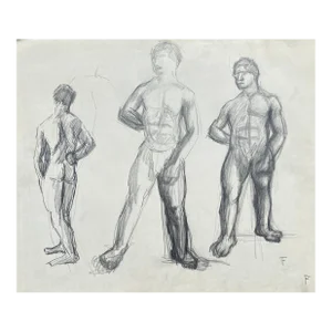 1940s Frank Wallace Male Nudes Drawing