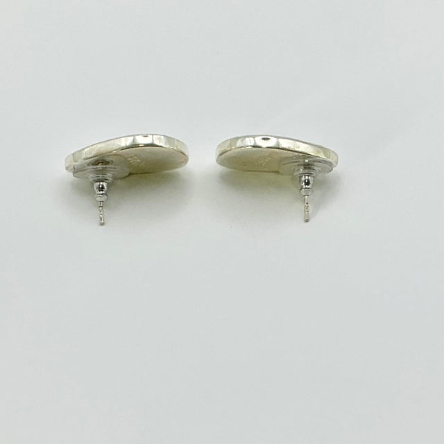 1980s Vintage Southwestern Americana Peyote Bird Turquoise & Sterling Large Pierced Stud Earrings - A Pair For Sale - Image 12 of 12