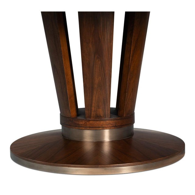 Large Art Deco Round Jupe Dining Table with Stainless Steel Trim For Sale - Image 9 of 11