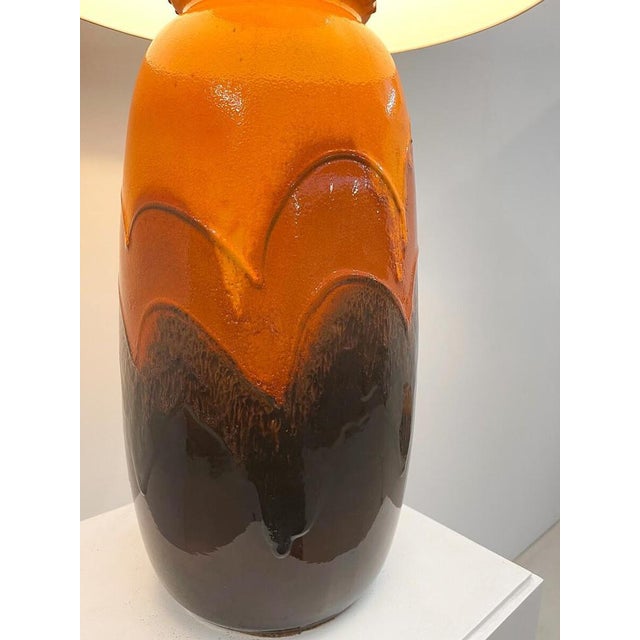 Orange Ceramic Table Lamp, Germany, 1970s For Sale - Image 3 of 8