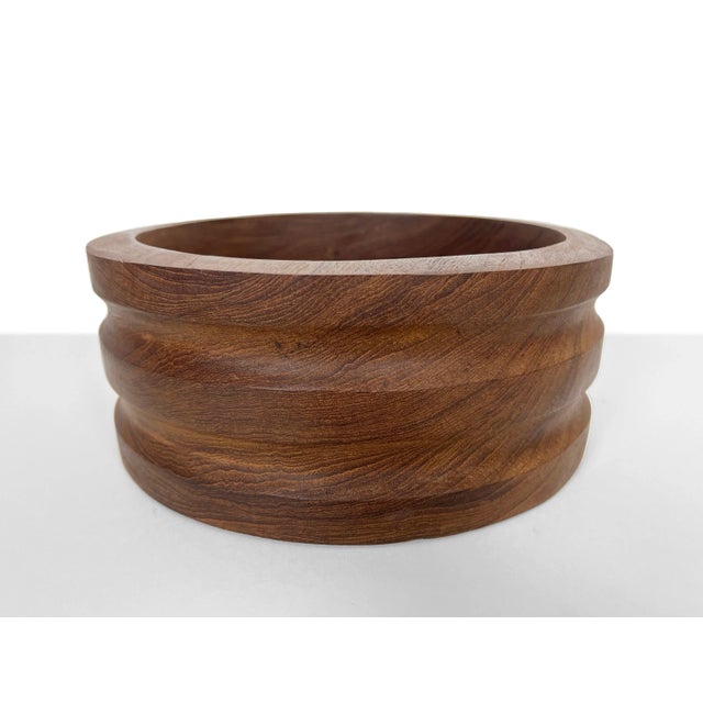Large Vintage Scandinavian Fluted Teak Bowl For Sale - Image 11 of 11