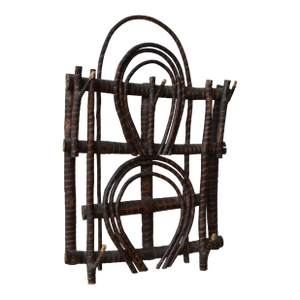 Antique Adirondack Twig Wall Rack With Carved Stripe Detailing, Circa 1940s-50s