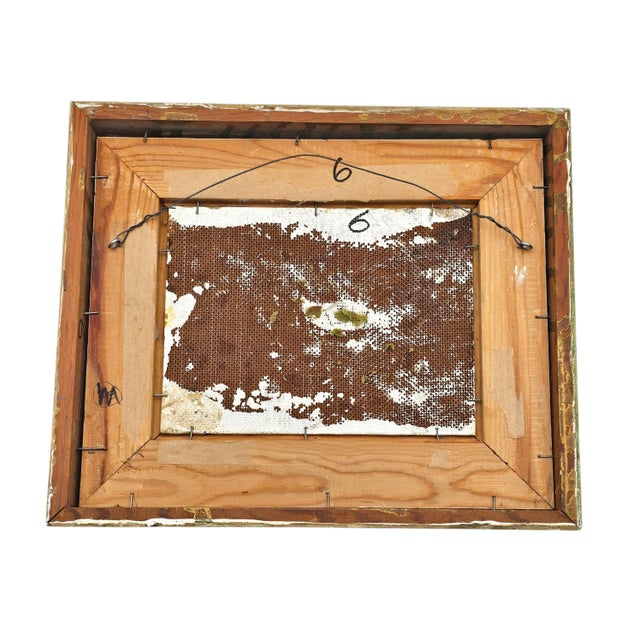 Linen Vintage Pasquale Cucaro Oil on Board California Modernist Figurative Painting (12") For Sale - Image 8 of 12