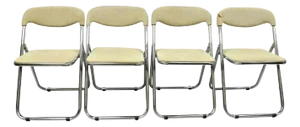 Mid 20th Century Vintage Italian Mid Century Chrome Upholstered Folding Game Chairs - Set of 4