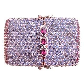 Bochic "Capri" Ruby & Multi Purple Amethyst Bangle Set In 18K Gold & Silver For Sale