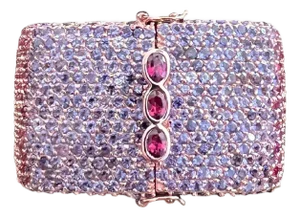 Bochic "Capri" Ruby & Multi Purple Amethyst Bangle Set In 18K Gold & Silver