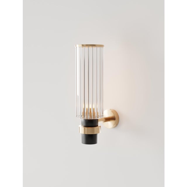 Metal Magda I Wall Lamp in Brass with Aluminum and Fluted Glass by Marine Breynaert For Sale - Image 7 of 9