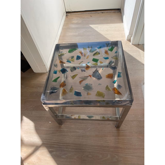 Plastic 1970s French Resin and Chrome Side Tables, Pair For Sale - Image 7 of 9