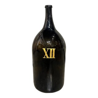 Large Antique French Hand Blown and Painted Wine Bottle, Normandy, Circa 1880s For Sale