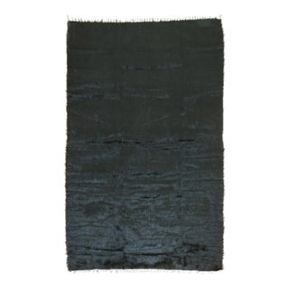 Black Modern Mohair Rug - 4'6" x 6'3" For Sale