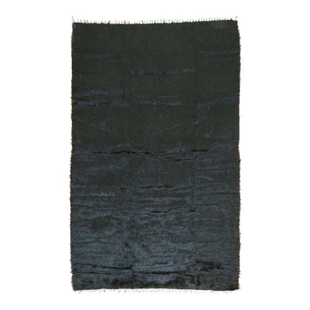 Black Modern Mohair Rug - 4'6" x 6'3" For Sale