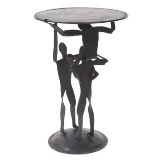 Acrobat Figural Metal Side Table For Sale