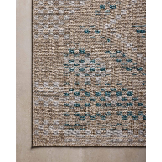 2020s Amber Lewis x Loloi Topanga Natural / Aqua 18" x 18" Sample Rug For Sale - Image 5 of 6