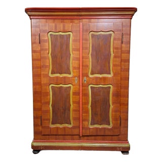 19th Century Alsatian Wardrobe in Polychrome Wood For Sale