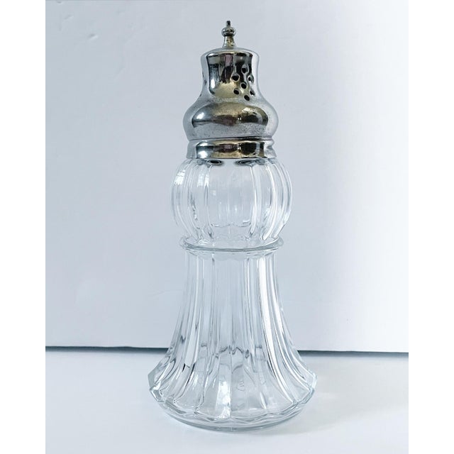 Shabby Chic Large Vintage Cut Glass and Silver Plate Shaker Muffineer For Sale - Image 3 of 6