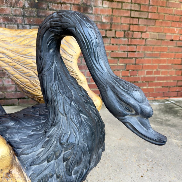 Plastic Vintage Hollywood Regency Parcel Gilt Swan Pedestal Dining Table Base - Newly Painted For Sale - Image 7 of 13