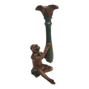Vintage Whimsical Monkey Palm Flower Tree Taper Candle Holder