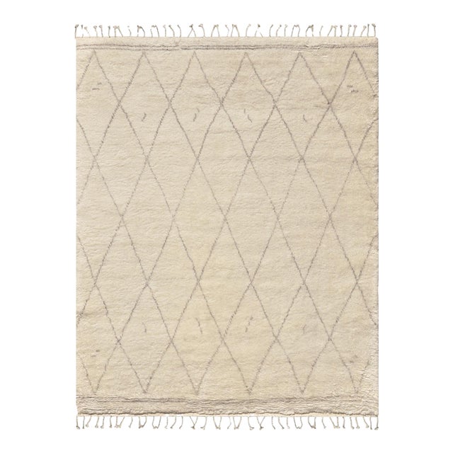 Pasargad Home Moroccan Ivory Wool Area Rug- 7' 9" X 9' 9" For Sale