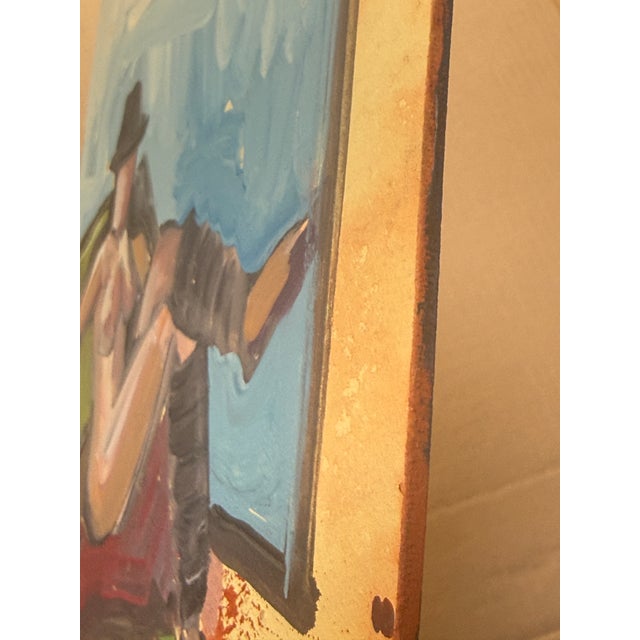 Mid-Century Modern Double Sided Expressionist Figure Studies 10”x12” Two Sided Painting For Sale - Image 3 of 6