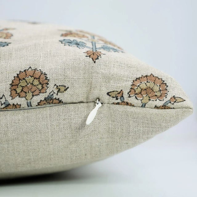 Farmhouse Block Print Pillow Cover in Pure Linen 14x20 Inches, Traffic Light For Sale - Image 3 of 4