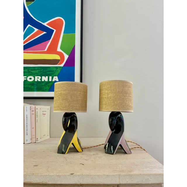 Ceramic Bedside Lamps, 1950, Set of 2 For Sale - Image 4 of 6