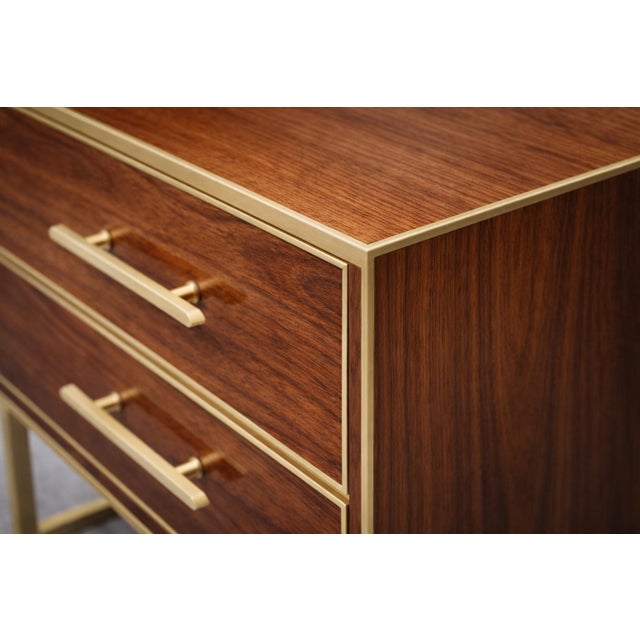 Walnut Nightstands with Brass Trim from Justfurnituress SRL, Set of 2 For Sale - Image 6 of 10