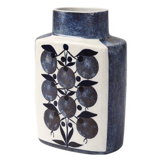 Mid-Century Modern Danish Blue Ceramic Vase with 3721/441 Pattern from Royal Copenhagen, 1960 For Sale