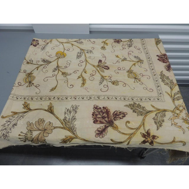 Art Nouveau Large Antique Art Nouveau Floral Embroidered Silk Cloth With Fringes For Sale - Image 3 of 11