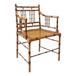 Vintage Chair with Vienna Straw Seat in Faux Bamboo, 1970s For Sale